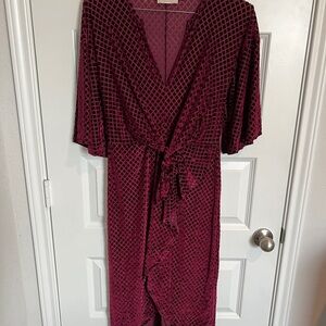 Zara Burgundy Velvet Wrap Dress